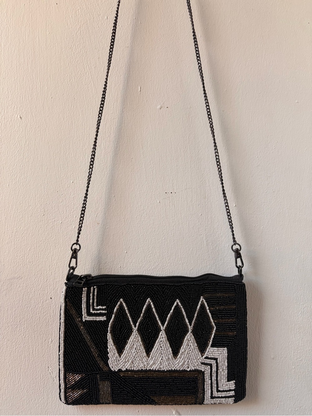 Beaded Geometric Crossbody Bag